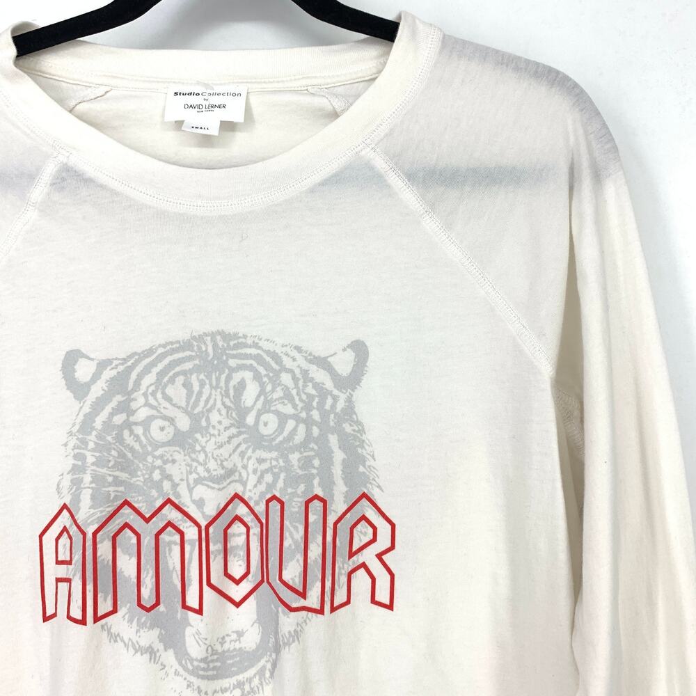 Studio Collection David Lerner Women's Size S Crewneck T-Shirt Long Sleeve White - Picture 3 of 6